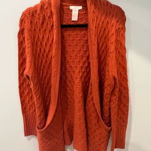 TULLE ORANGE CABLE KNIT CARDIGAN